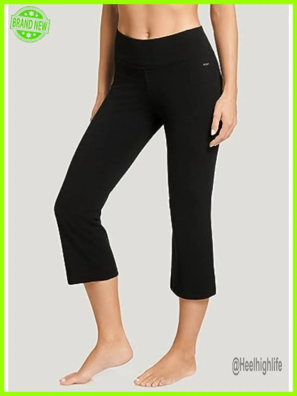 Cotton Stretch Slim Flare Capri Leggings with Hidden Pocket
